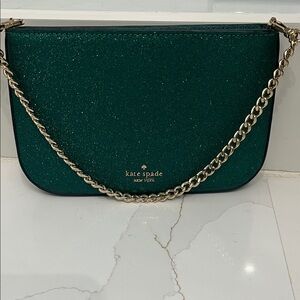 Kate Spade Sparkling Green Crossbody Bag with Gold Chain